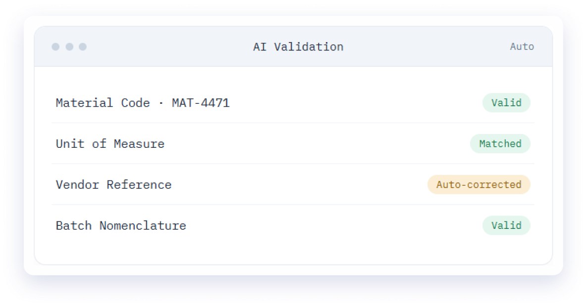 AI-assisted data validation widget